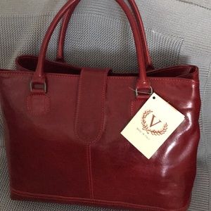 New Italian red leather handbag.